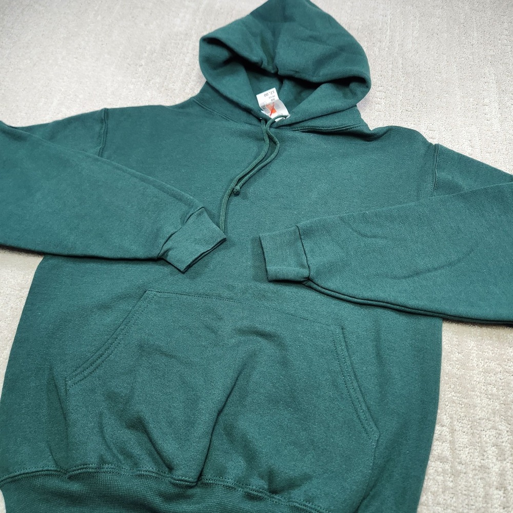 Vintage Jerzees Hoodie Adult Small Green Super Sweats Russell Deadstock Fleece‎